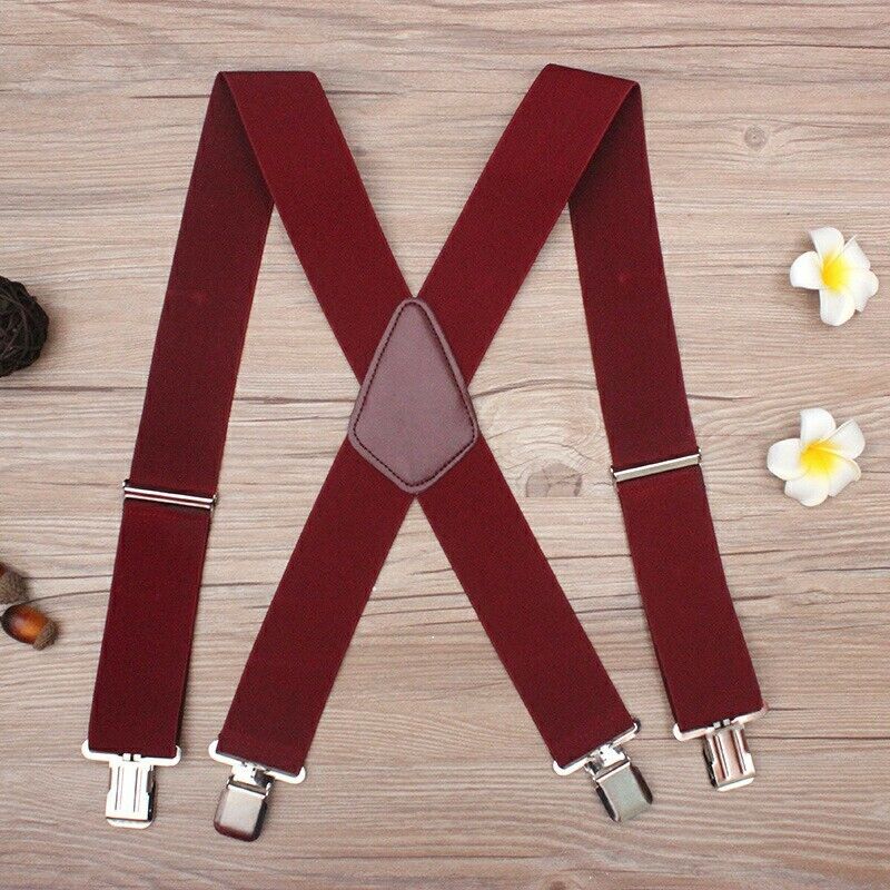 50MM Width Adjustable Elastic Men's Braces Suspenders Trouser Clips