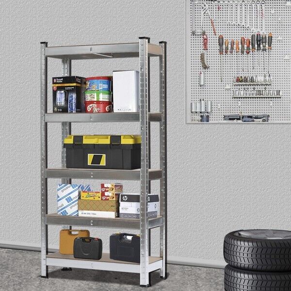 Large 5 Tier Heavy Duty Boltless Metal Shelving Shelves Storage Shelf Garage UK