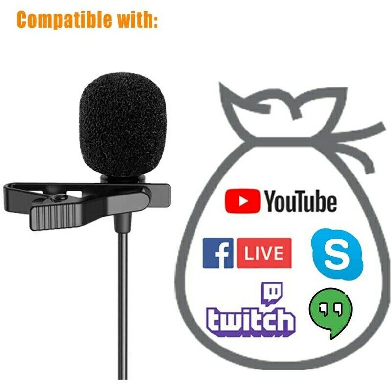 Clip-on Lapel Mini Lavalier USB 2.0 Mic Microphone for PC Recording - UK