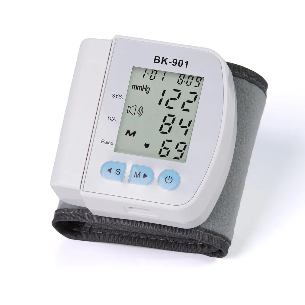 LCD Digital Wrist Blood Pressure Monitor BP Measure Heart Beat Rate Pulse Device