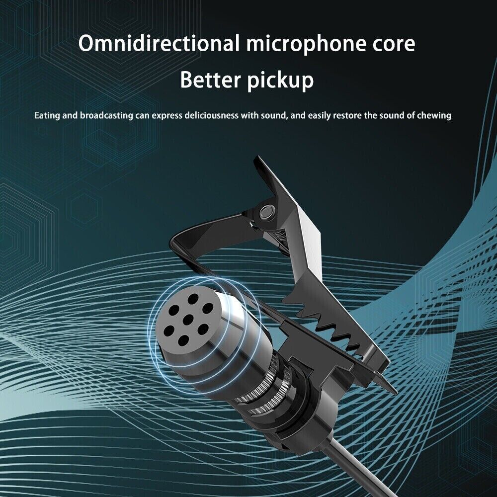 3.5mm Mini Lavalier Clip-on Lapel Mic Microphone For Mobile Phone PC Recording