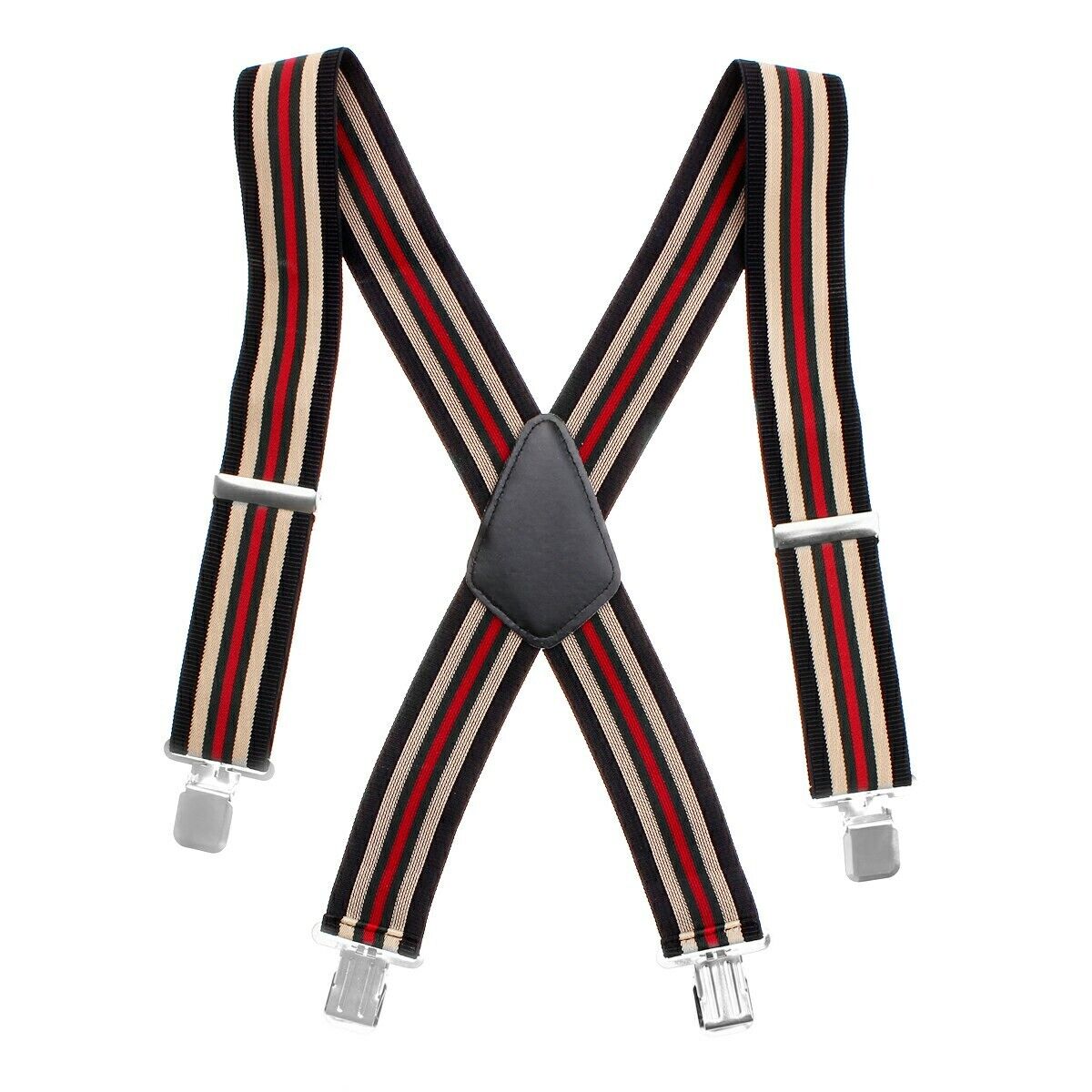 50mm Adjustable Grid Plain Mens Braces Suspenders Heavy Duty Trouser Elastic UK