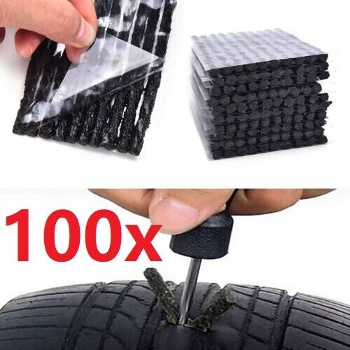 100 x Tubeless Tire Tyre Puncture Repair Kit 4" Strips Plug Car Van Truck Bike