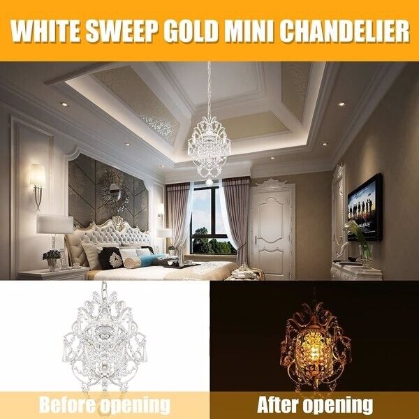 White Chandelier Mini Crystal Chandelier Lighting K9 Crystal Retro Craft Elegant