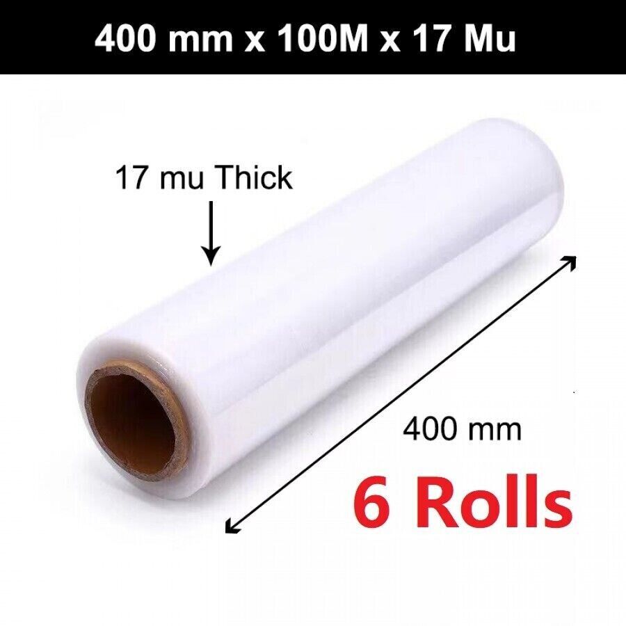 CLEAR PALLET STRETCH SHRINK WRAP CAST PACKING CLING FILM - 400mm x 100M x 17Mu 