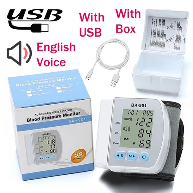 LCD Digital Wrist Blood Pressure Monitor BP Measure Heart Beat Rate Pulse Device