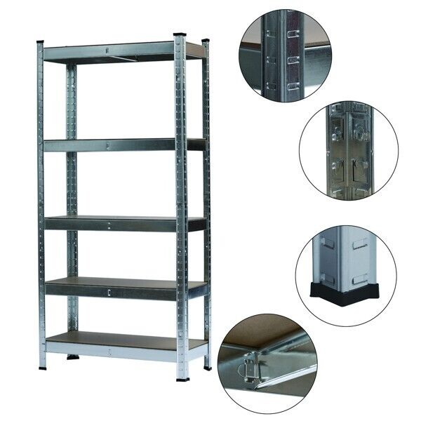 Large 5 Tier Heavy Duty Boltless Metal Shelving Shelves Storage Shelf Garage UK