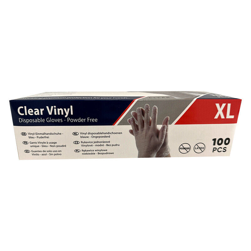 100 Disposable Vinyl Clear Examination Gloves Powder Free Latex Free Gloves