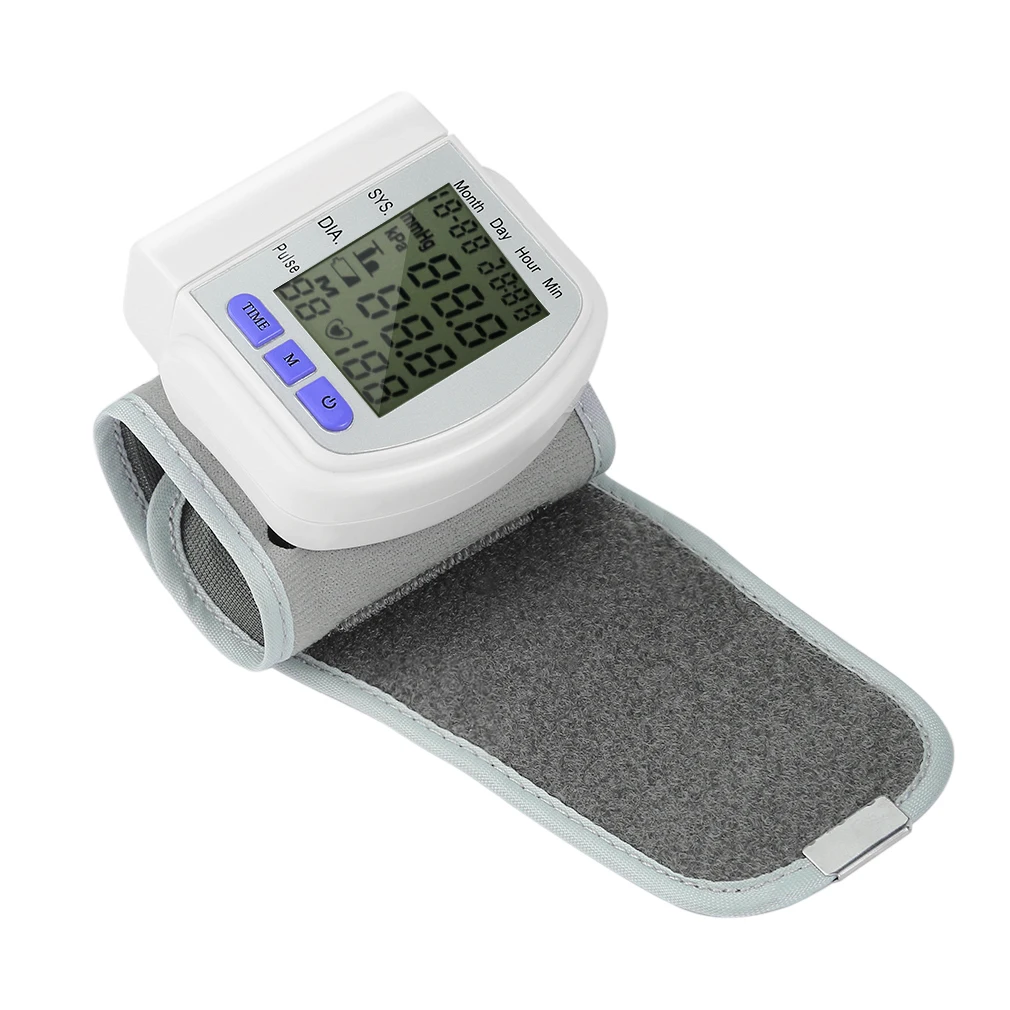 LCD Digital Wrist Blood Pressure Monitor BP Measure Heart Beat Rate Pulse Device