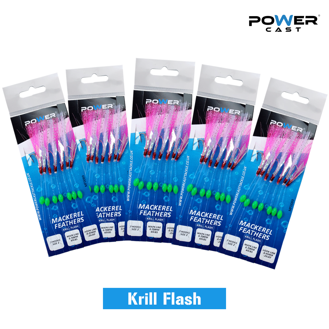 5 packets of Krill Flash Feathers  mackeral tinsel feathers 7 hooks