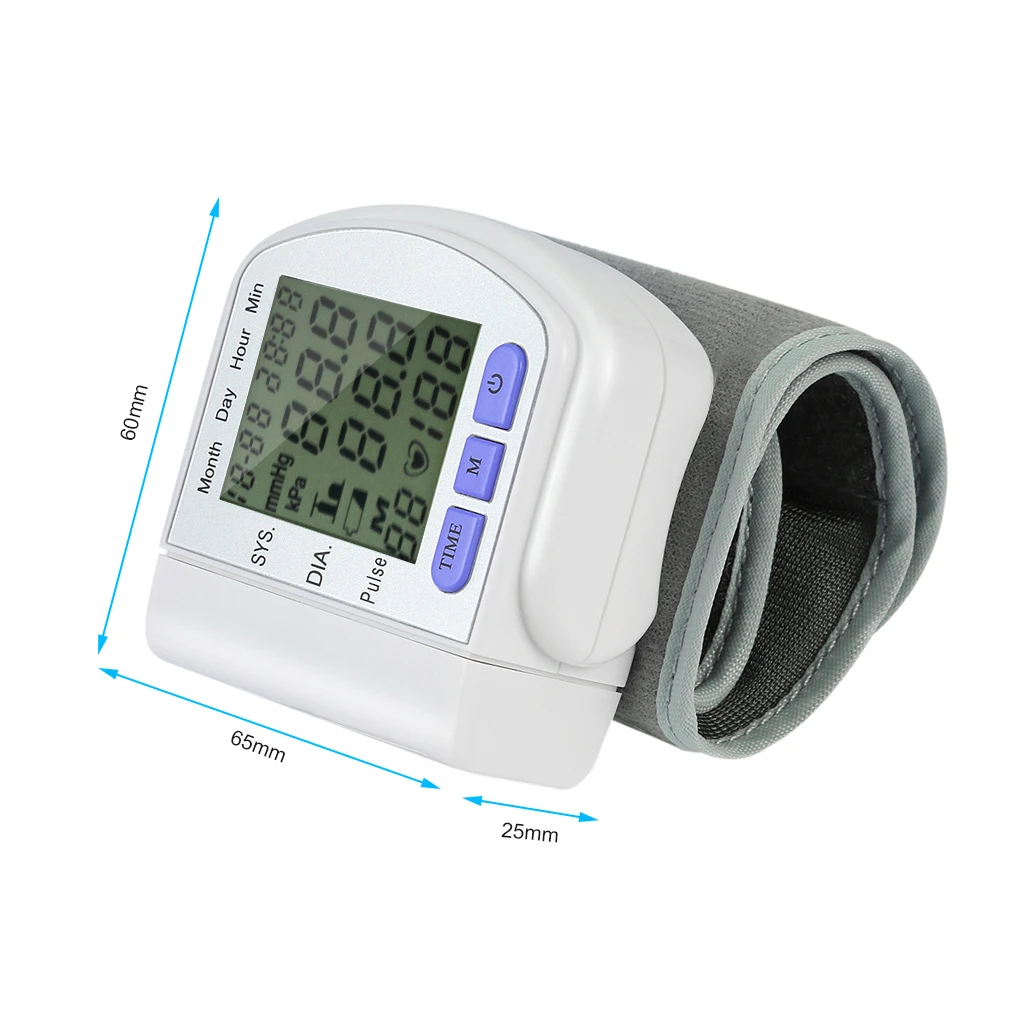 LCD Digital Wrist Blood Pressure Monitor BP Measure Heart Beat Rate Pulse Device