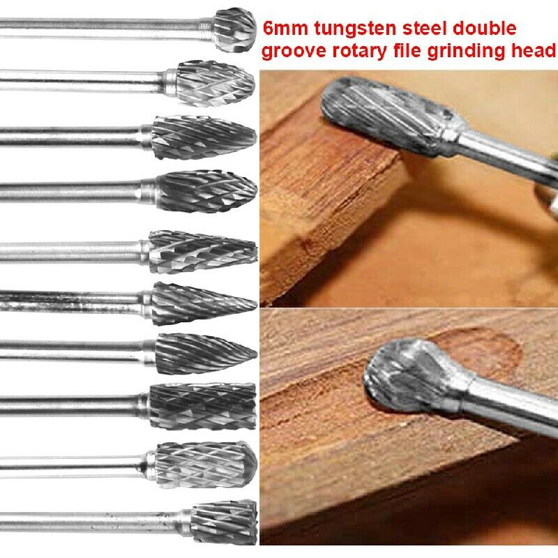 10 pcs Rotary Burr Bit Tungsten Carbide Point Die Grinder Shank Carving Set Tool