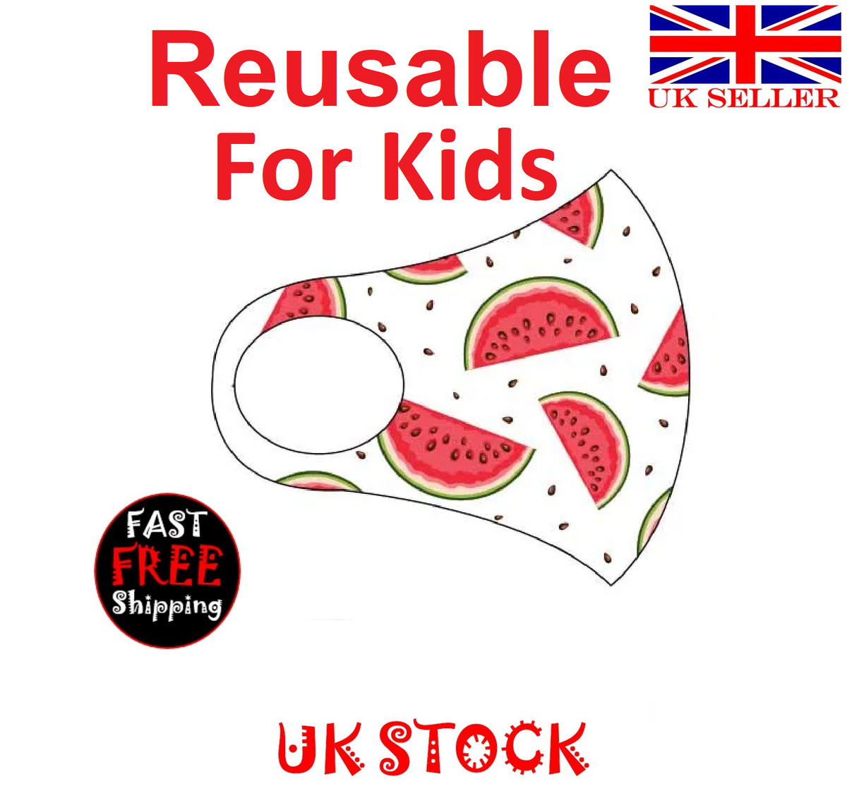  Kids Face Covering Reusable fabric with a 3D design camo  Melon - UK