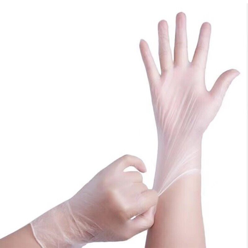 100 Disposable Vinyl Clear Examination Gloves Powder Free Latex Free Gloves