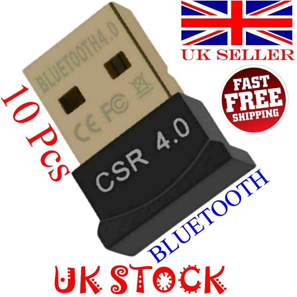 10 x USB Wireless Bluetooth Adapter Dongle CSR V4.0 For Win 7/8/10 Laptop PC UK