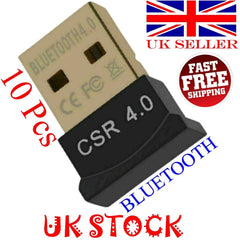 10 x USB Wireless Bluetooth Adapter Dongle CSR V4.0 For Win 7/8/10 Laptop PC UK