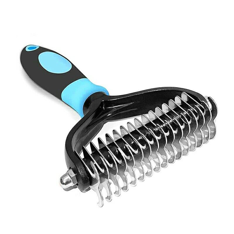 16 Teeth Double Sided Pet Cat Dog Hair Fur Shedding Trimmer Grooming - UK