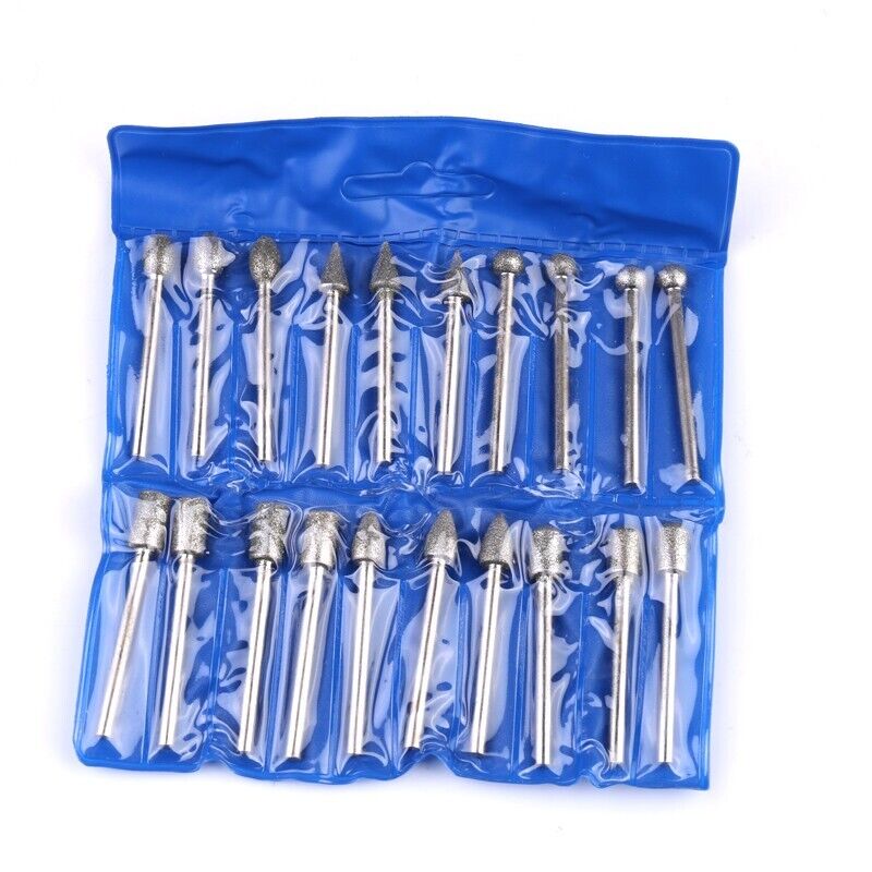 20X Diamond Grinding Cutting Burr Set For Dremel Drill Bits Rotary Grinder Tool