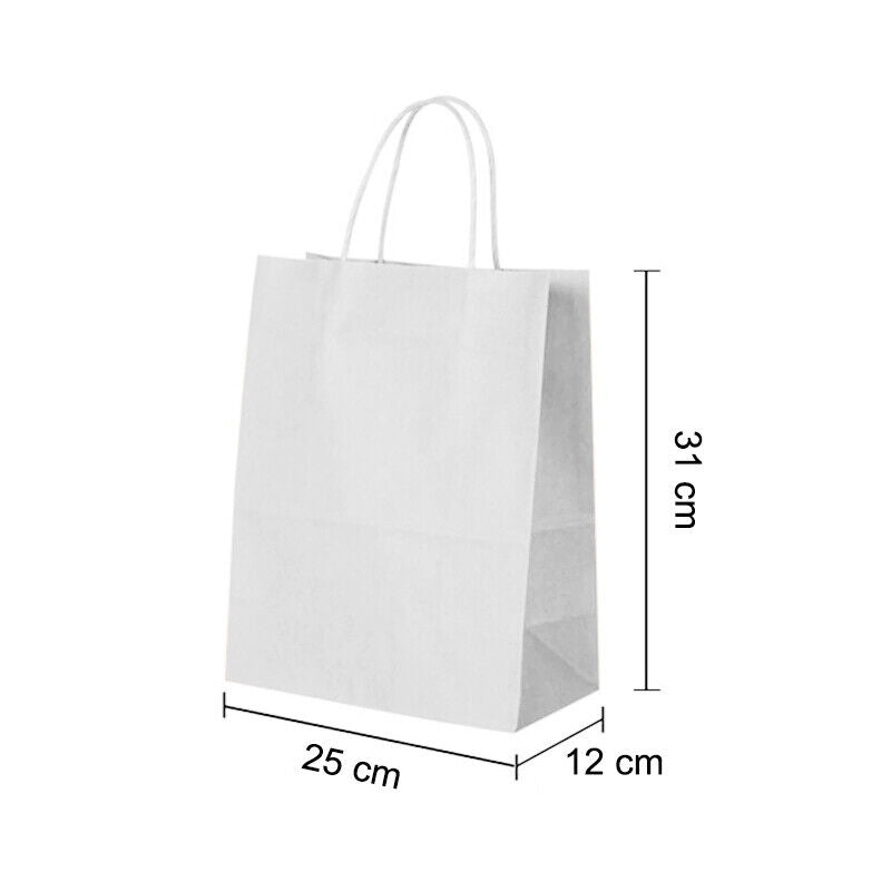 Kraft Paper Gift Party Carrier Bags With Twisted Handles White Color - All Sizes