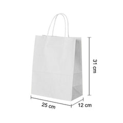 Kraft Paper Gift Party Carrier Bags With Twisted Handles White Color - All Sizes