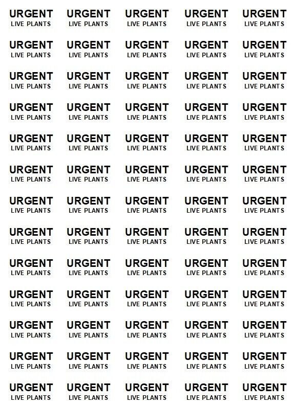 URGENT LIVE PLANTS Stickers Labels - Self Adhesive Sticker - Postage