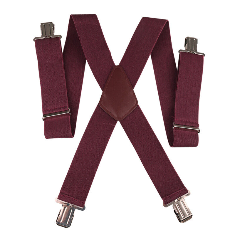 50MM Width Adjustable Heavy Duty Elastic Men's Braces Suspenders Trouser Clips 