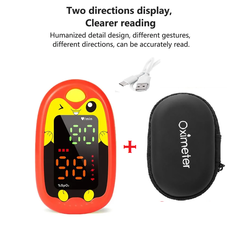 Blood Oxygen Saturation Pulse Heart Rate Monitor Kid Cute Oximeter Finger Clip