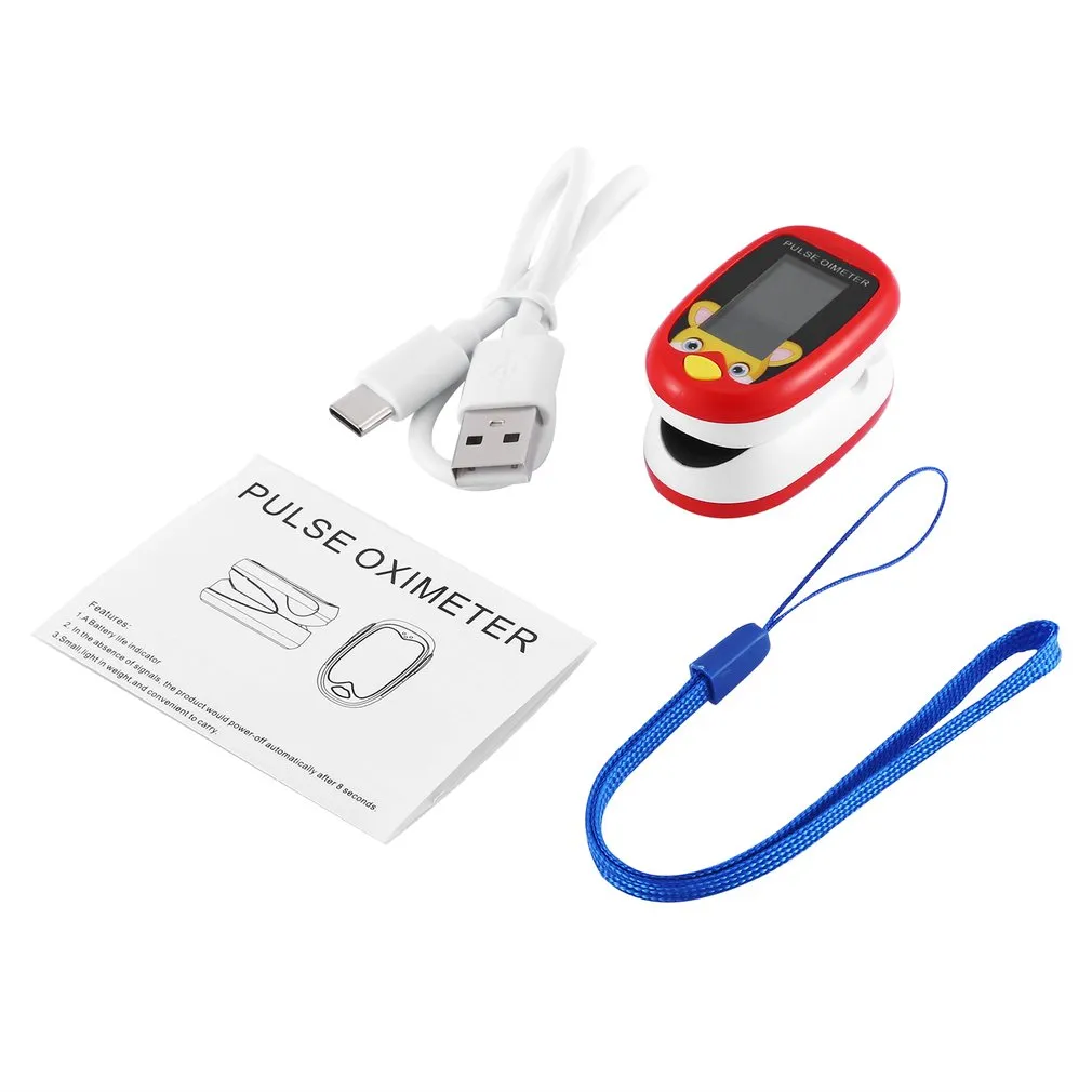 Blood Oxygen Saturation Pulse Heart Rate Monitor Kid Cute Oximeter Finger Clip