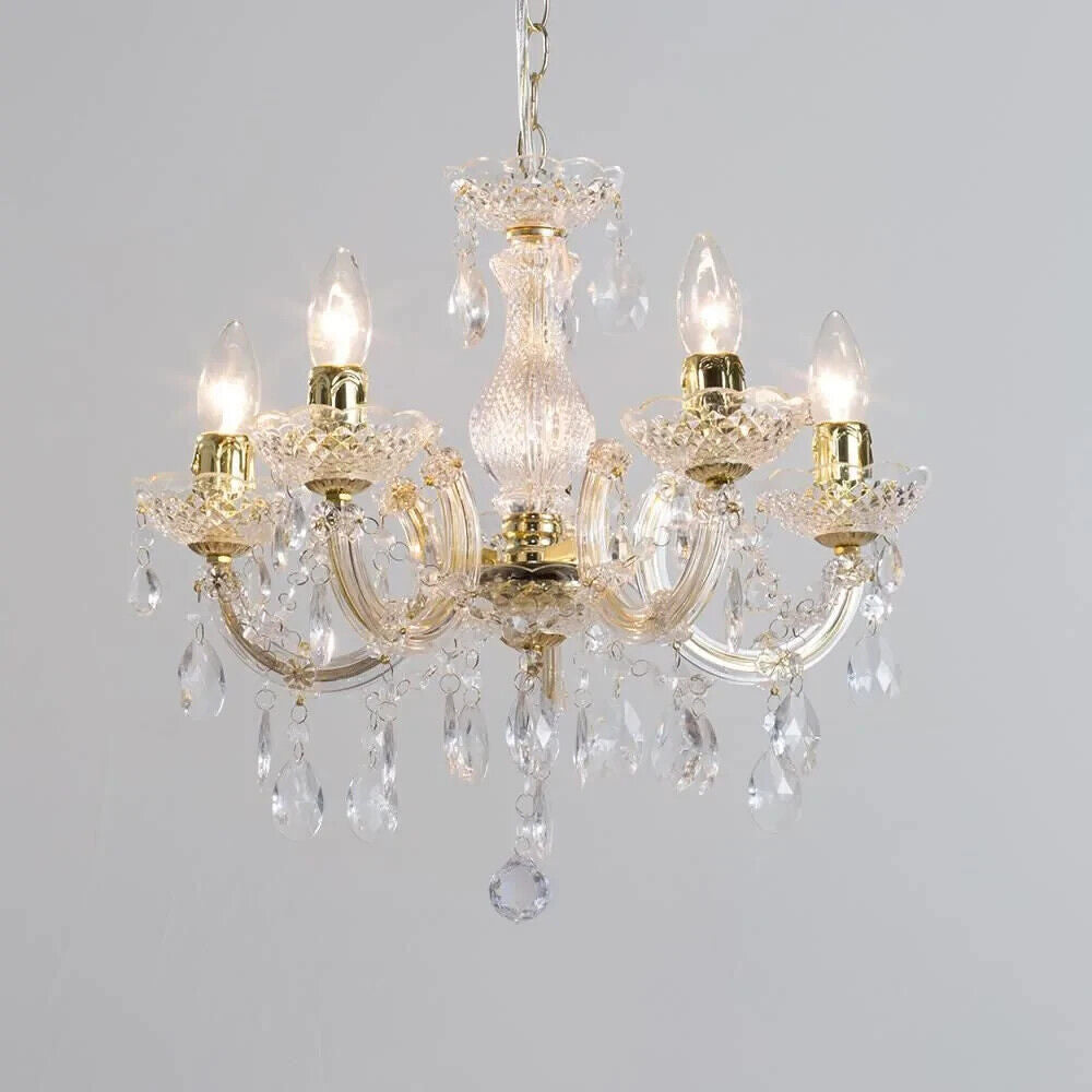 Marie Therese 5 Light Dual Mount Chandelier - Gold with LED Bulbs