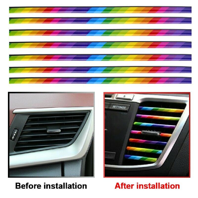 10Pcs Car Air Conditioner Outlet Vent Grille Decor U Shape Molding Trim Strip