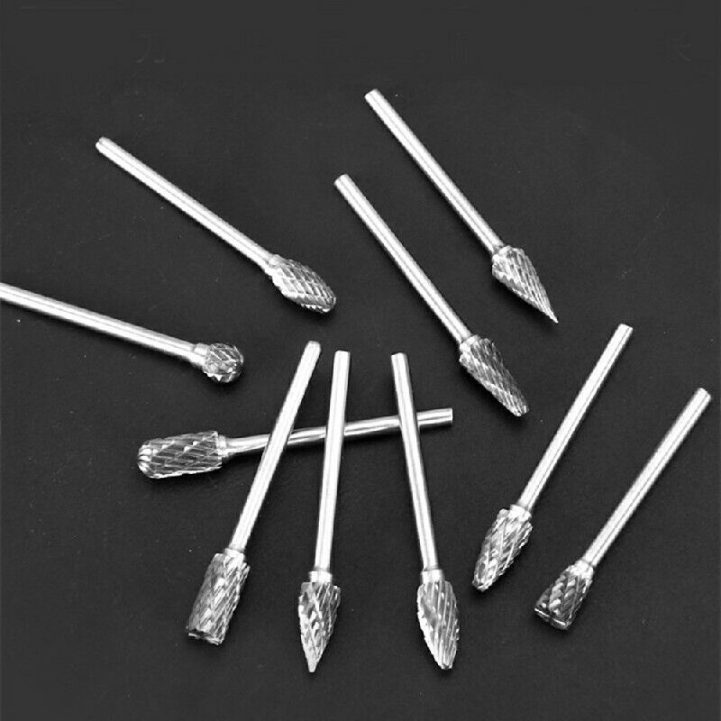 10 pcs Rotary Burr Bit Tungsten Carbide Point Die Grinder Shank Carving Set Tool