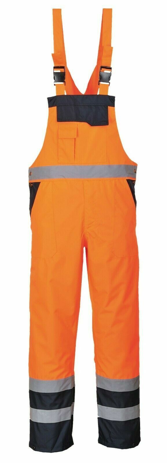 Hi vis Viz Contrast Bib & Brace Waterproof Overall Safety Workwear Portwest S488