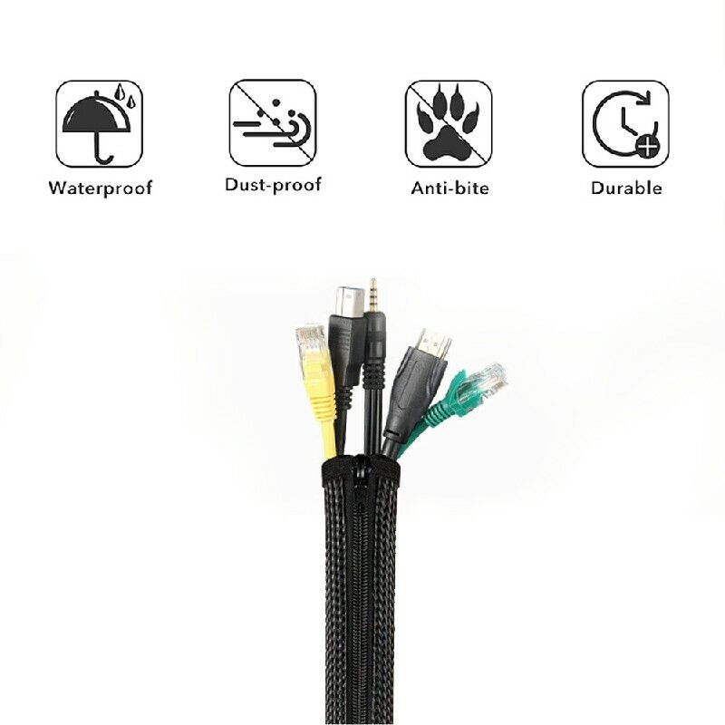 120cm Cable Tidy Zip Sleeve for PC/TV Wire Management Organisers Cable Cover