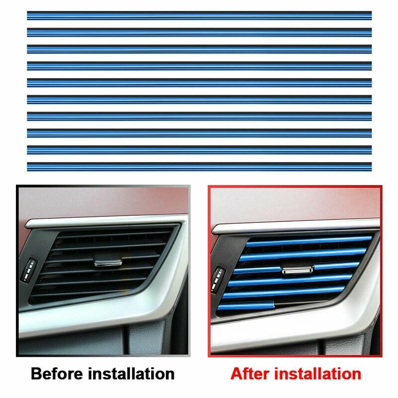 10Pcs Car Air Conditioner Outlet Vent Grille Decor U Shape Molding Trim Strip