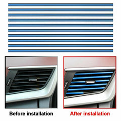10Pcs Car Air Conditioner Outlet Vent Grille Decor U Shape Molding Trim Strip