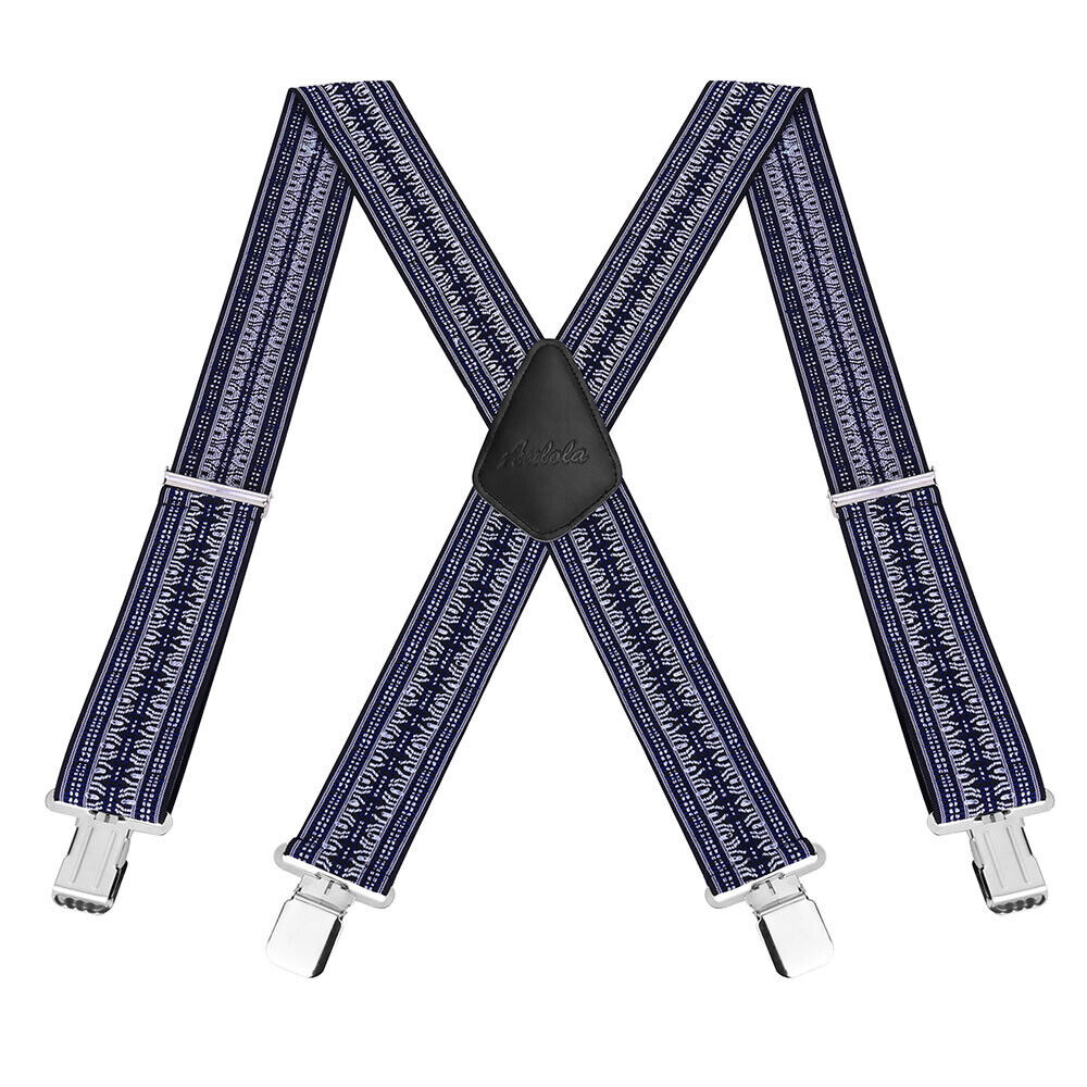 50MM Adjustable Plain Customs Mens Braces Suspenders Heavy Duty Trouser Elastic