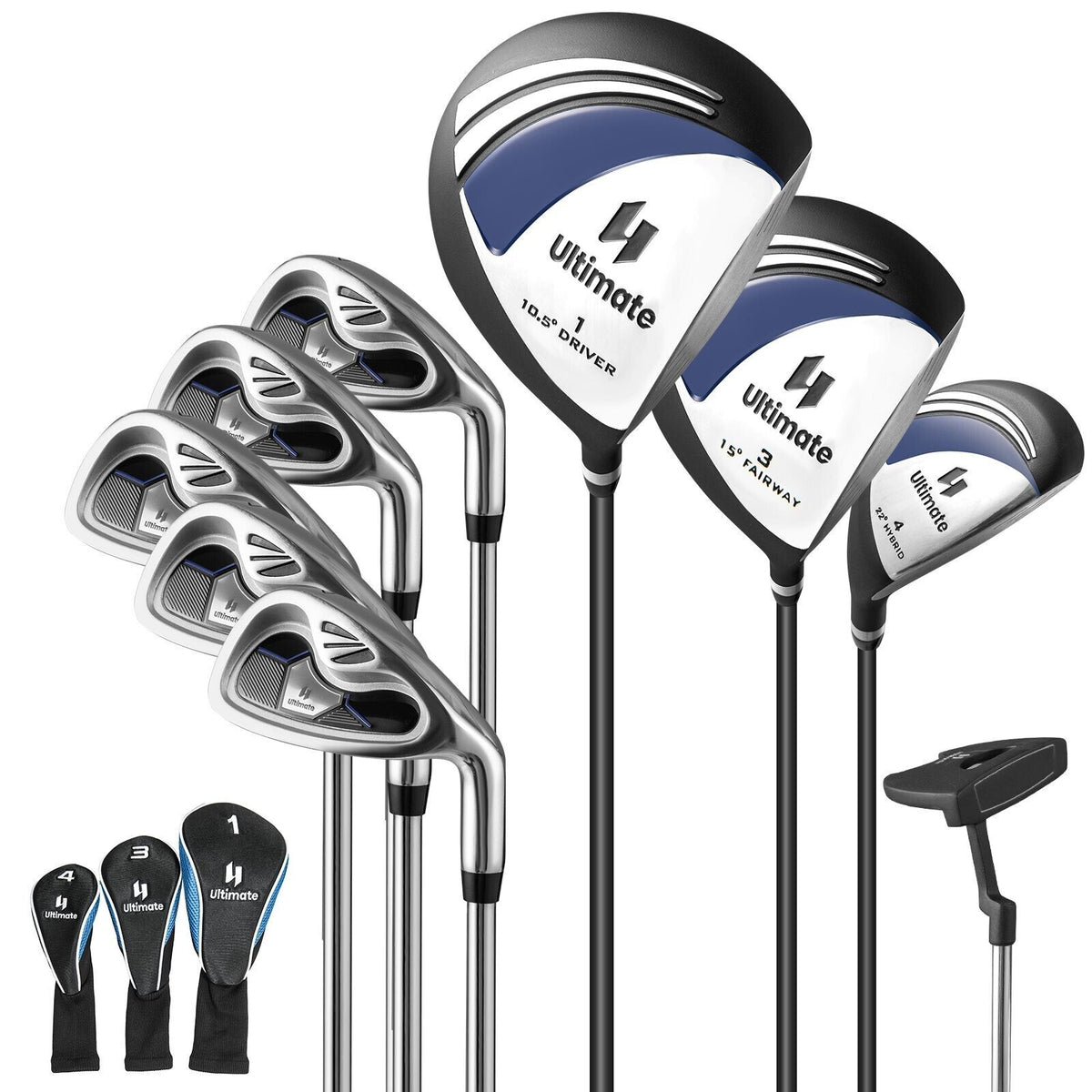 Men’s 9 Pieces Complete Golf Club Set 460cc Alloy Driver Right Handed Golfers-UK