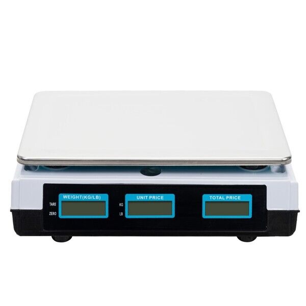 40kg/5g Digital Price Computing Scale for Vegetable UK Plug Silver & White