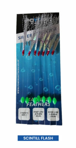 Sabiki 7 hook size 2/0  fishing mackerel feather lure sea Herring Bait Fish -UK