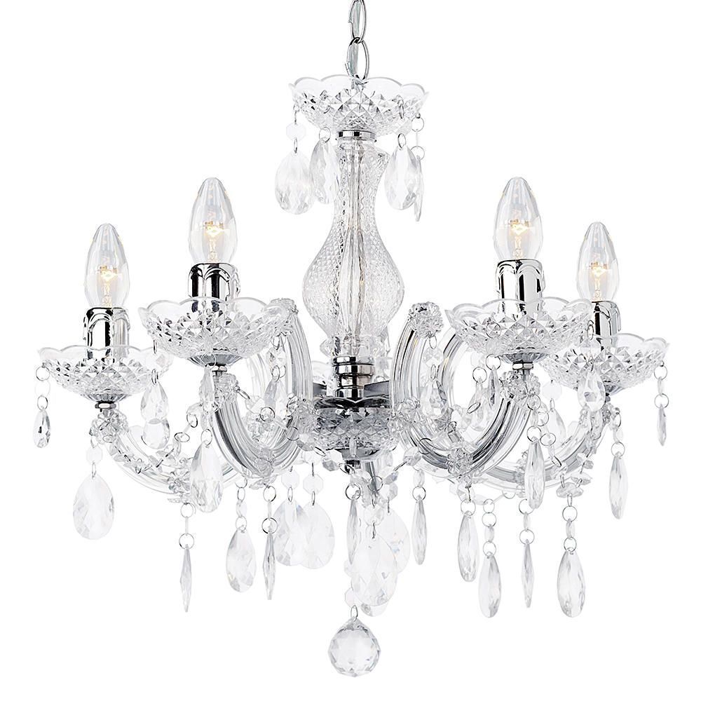 Marie Therese Chandelier Ceiling Light Crystal Effect 5 Arm - UK