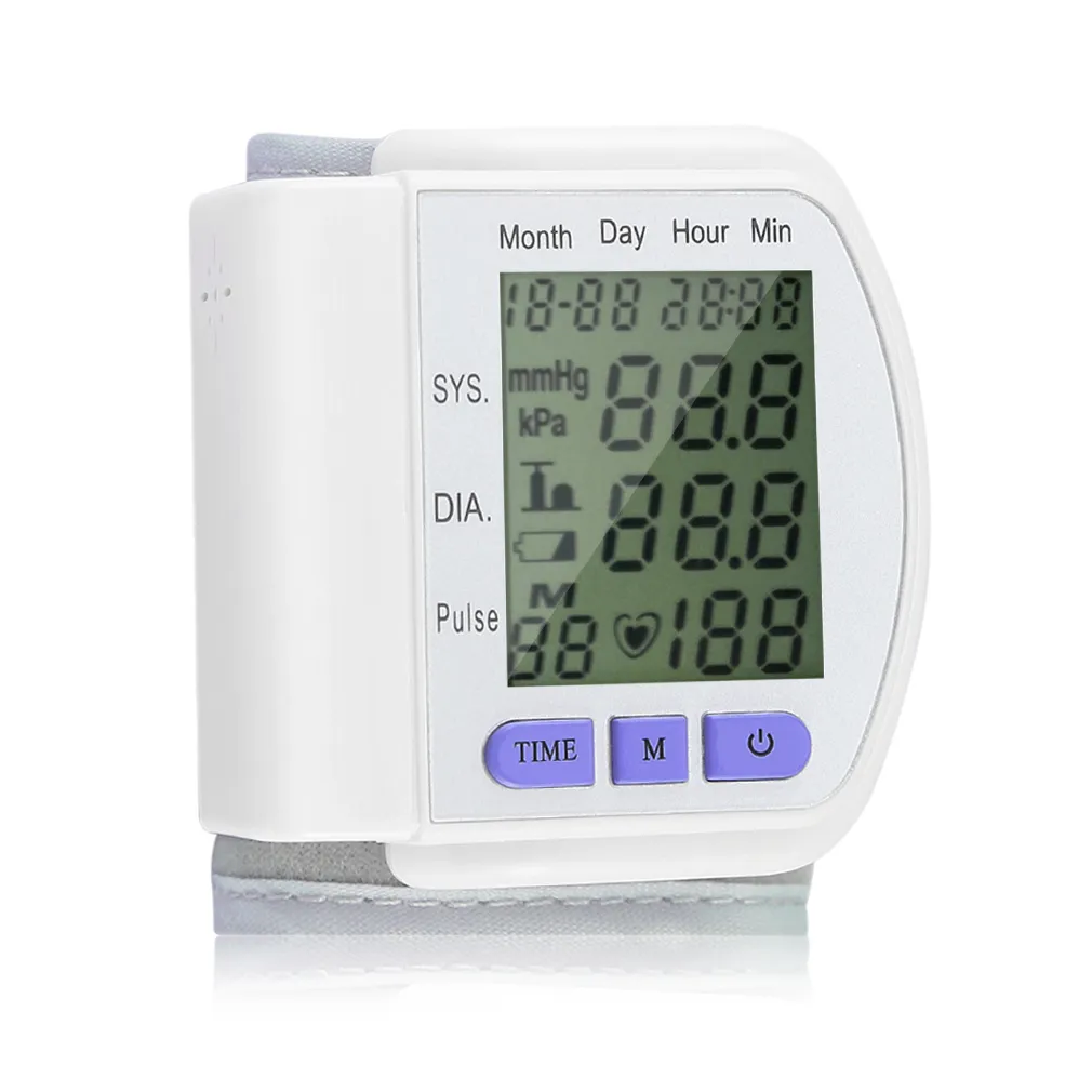 LCD Digital Wrist Blood Pressure Monitor BP Measure Heart Beat Rate Pulse Device