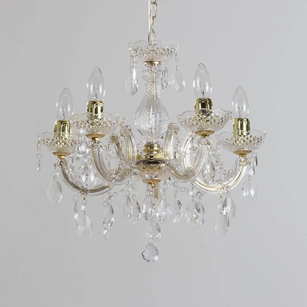 Marie Therese 5 Light Dual Mount Chandelier - Gold with LED Bulbs