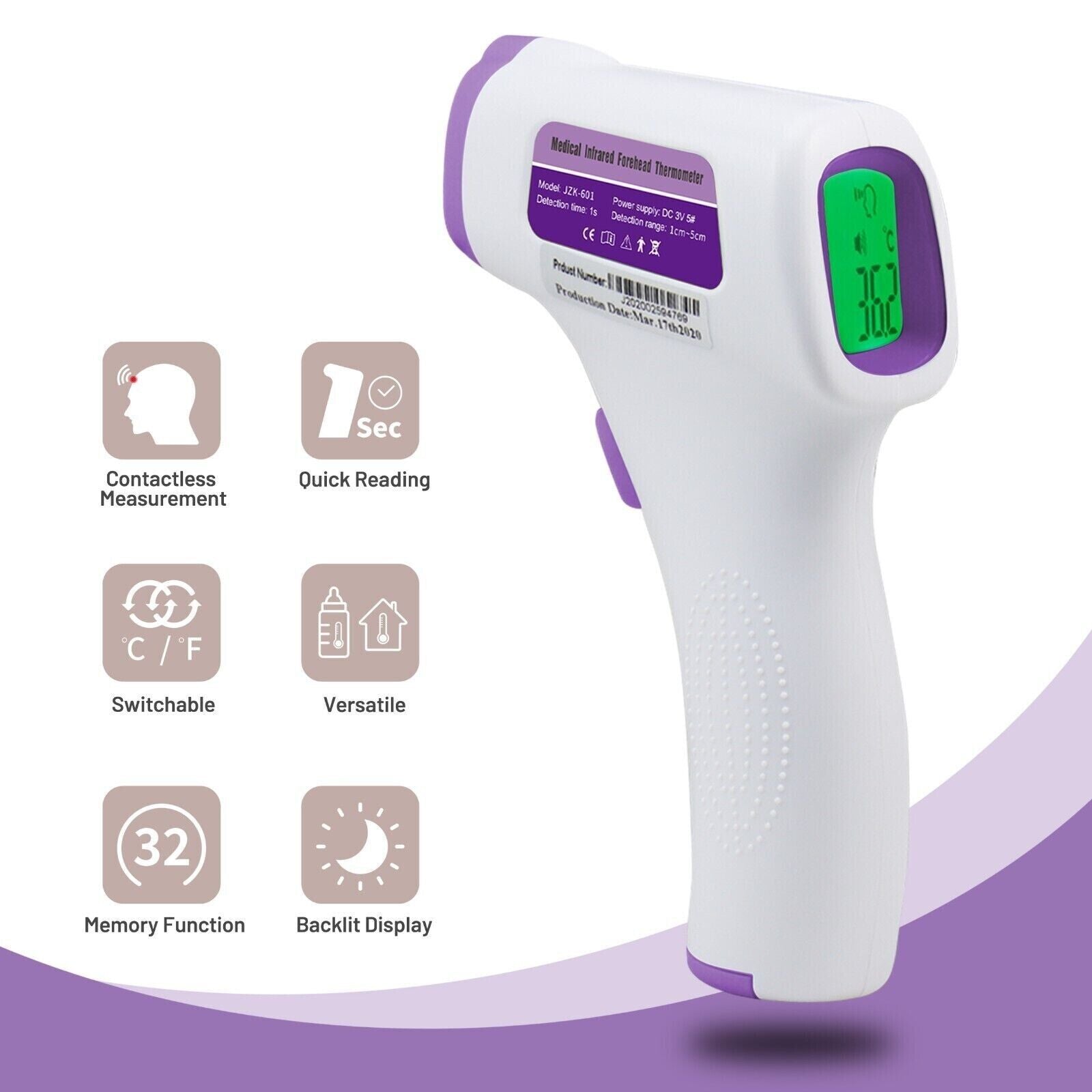 Infrared Digital Non-Contact Forehead Thermometer Adult Baby Temperature Gun Kid