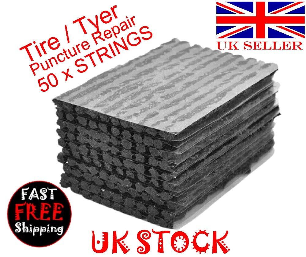 Tubeless Tyre Tire Puncture Repair Kit Strips Plug Bike Van Car Truck - 50Pcs 