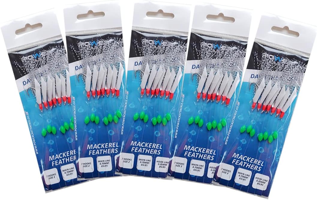 mackerel feathers sea fishing rigs lures 7 Hooks Sabiki Rig By Power Cast