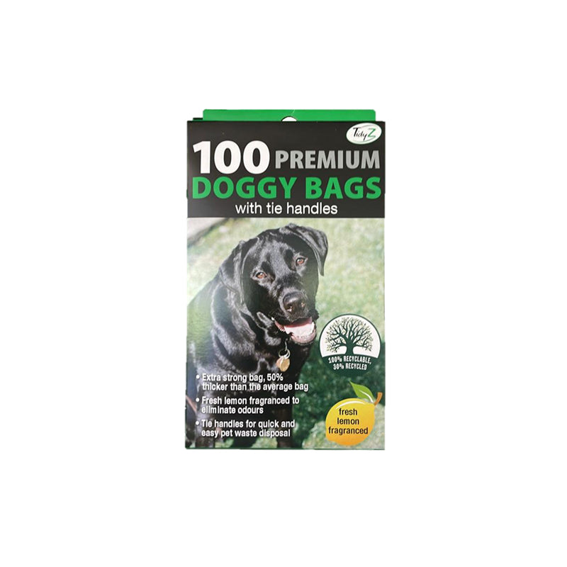 Premium Doggy Poo Bags with Tie Handles Fragrance Pack of 100