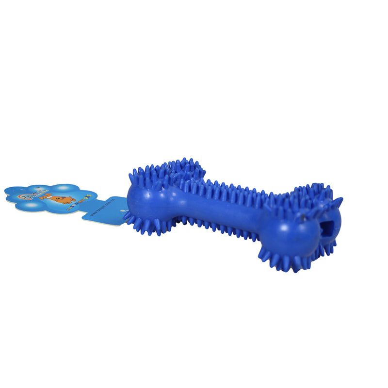 Rubber Spikey Dog Bone Fetching Teething Dog Bone Toy 13 cm - Random Colour