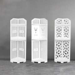 3 Tier Corner Bath Shelf Unit Organiser Stand Showers Caddy Storage Rack - Water Cube Pattern