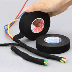 10 Rolls Wiring Loom Tape Harness Tape Adhesive Cloth Fabric 15m*18.5mm - Black