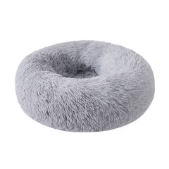 Detachable and Washable Comfy Donut Extra Large Dog Cat Beds Warm Bed Pet Round Plush Puppy Beds - 80cm Light Grey